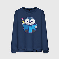 Свитшот хлопковый мужской Пингвин ученик, цвет: тёмно-синий
