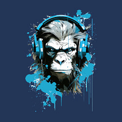Свитшот хлопковый мужской Обезьяна меломан в наушниках, цвет: тёмно-синий — фото 2