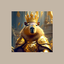 Свитшот хлопковый мужской Мем царь капибара в золотых латах и короне, цвет: миндальный — фото 2