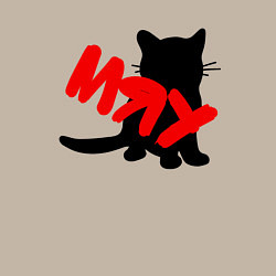 Свитшот хлопковый мужской Силуэт котёнка мяу, цвет: миндальный — фото 2