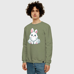 Свитшот хлопковый мужской Пушистый аниме кролик, цвет: авокадо — фото 2