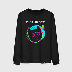 Свитшот хлопковый мужской Disturbed rock star cat, цвет: черный
