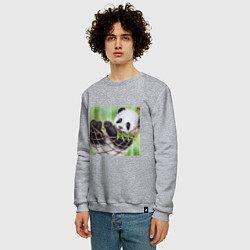 Свитшот хлопковый мужской Панда медвед, цвет: меланж — фото 2