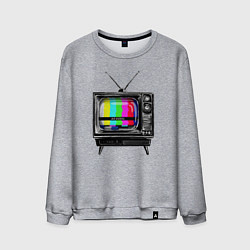 Свитшот хлопковый мужской Старый телевизор no signal, цвет: меланж
