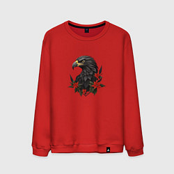 Свитшот хлопковый мужской Орел и пуансеттия, цвет: красный