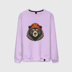 Свитшот хлопковый мужской Русский медведь в шапке с гербом, цвет: лаванда