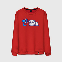 Свитшот хлопковый мужской Панда и вентилятор, цвет: красный