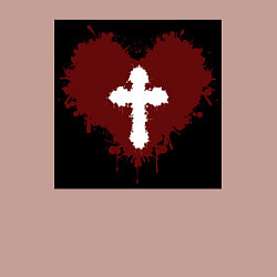 Свитшот хлопковый мужской Сердце крест черный квадрат, цвет: пыльно-розовый — фото 2