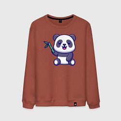 Свитшот хлопковый мужской Панда и бамбук, цвет: кирпичный