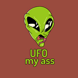 Свитшот хлопковый мужской Зеленый пришелец НЛО с надписью UFO my ass, цвет: кирпичный — фото 2