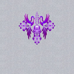 Свитшот хлопковый мужской Две птицы с узорами гжель фиолетовая, цвет: меланж — фото 2