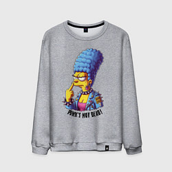 Свитшот хлопковый мужской Marge Simpson - punks not dead motto, цвет: меланж