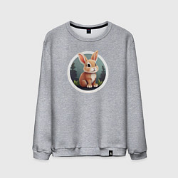 Свитшот хлопковый мужской Маленький пушистый кролик, цвет: меланж
