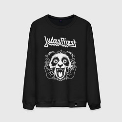 Свитшот хлопковый мужской Judas Priest rock panda, цвет: черный