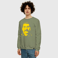 Свитшот хлопковый мужской Yellow Stalin, цвет: авокадо — фото 2