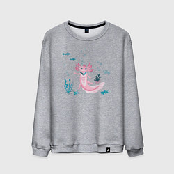 Мужской свитшот Аксолотль и подводный мир