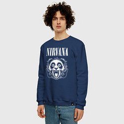 Свитшот хлопковый мужской Nirvana rock panda, цвет: тёмно-синий — фото 2