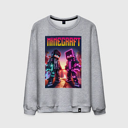 Мужской свитшот Minecraft - neon fantasy ai art