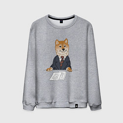 Свитшот хлопковый мужской Деловой сиба ину, мем, цвет: меланж
