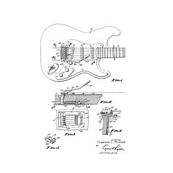 Свитшот хлопковый мужской Чертеж гитары fender, цвет: белый — фото 2