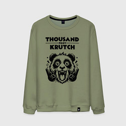 Свитшот хлопковый мужской Thousand Foot Krutch - rock panda, цвет: авокадо