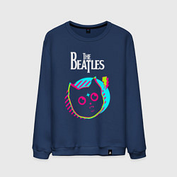 Свитшот хлопковый мужской The Beatles rock star cat, цвет: тёмно-синий