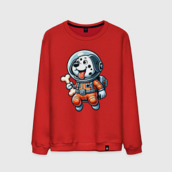 Свитшот хлопковый мужской Dalmatian cosmonaut puppy with a bone, цвет: красный