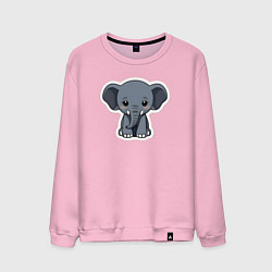 Свитшот хлопковый мужской Красивый африканский слоненок, цвет: светло-розовый