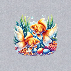 Свитшот хлопковый мужской Золотые рыбки в подводном мире, цвет: меланж — фото 2