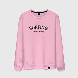 Свитшот хлопковый мужской Surfing never alone, цвет: светло-розовый