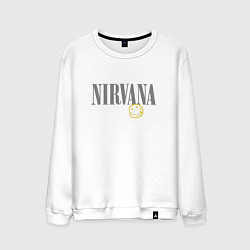 Свитшот хлопковый мужской Nirvana logo smile, цвет: белый