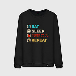 Свитшот хлопковый мужской Eat sleep roblox repeat art, цвет: черный