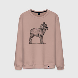 Свитшот хлопковый мужской Баран в шапке с помпоном, цвет: пыльно-розовый