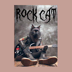 Свитшот хлопковый мужской Rock cat - ai art, цвет: пыльно-розовый — фото 2