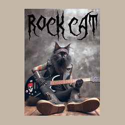 Свитшот хлопковый мужской Rock cat - ai art, цвет: миндальный — фото 2