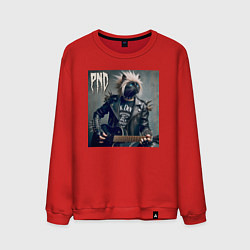 Свитшот хлопковый мужской Cool cat - punks not dead, цвет: красный