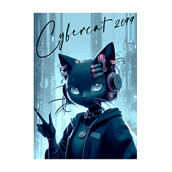 Свитшот хлопковый мужской Cybercat 2099 - ai art, цвет: белый — фото 2