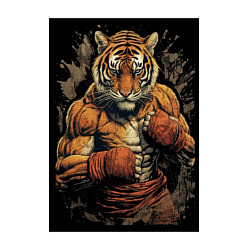 Свитшот хлопковый мужской Муай Тай тигр, цвет: белый — фото 2