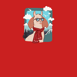 Свитшот хлопковый мужской Крутая лама покоряет горы, цвет: красный — фото 2