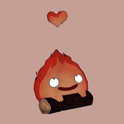 Свитшот хлопковый мужской Кальцифер сердце, цвет: пыльно-розовый — фото 2