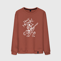Свитшот хлопковый мужской Кот хеви метал, цвет: кирпичный