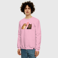 Свитшот хлопковый мужской Недовольный и грустный кот - Talking Cats, цвет: светло-розовый — фото 2