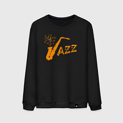 Свитшот хлопковый мужской Jazz sax, цвет: черный