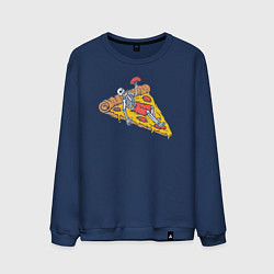 Свитшот хлопковый мужской Скелет пиццеед, цвет: тёмно-синий