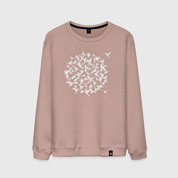 Свитшот хлопковый мужской Птички колибри, цвет: пыльно-розовый