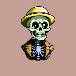 Свитшот хлопковый мужской Скелет в жёлтой шляпе, цвет: пыльно-розовый — фото 2