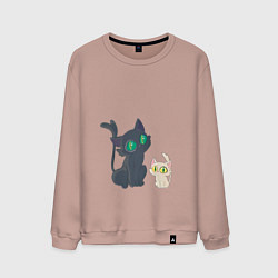 Свитшот хлопковый мужской Судзумэ закрывающая двери Дайдзин кот, цвет: пыльно-розовый