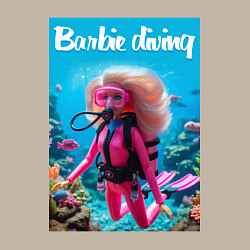 Свитшот хлопковый мужской Barbie diving - ai art, цвет: миндальный — фото 2