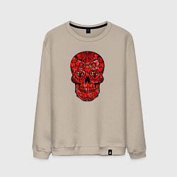 Свитшот хлопковый мужской Red decorative skull, цвет: миндальный