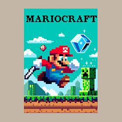 Свитшот хлопковый мужской Mario and Minecraft - collaboration pixel art, цвет: миндальный — фото 2